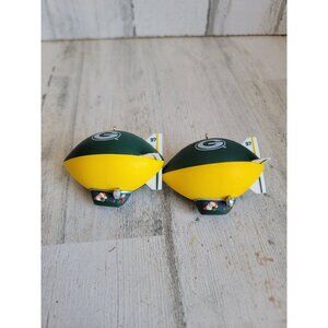 Vintage Green Bay Packers blimp balloon football Santa ornament Xmas set‎